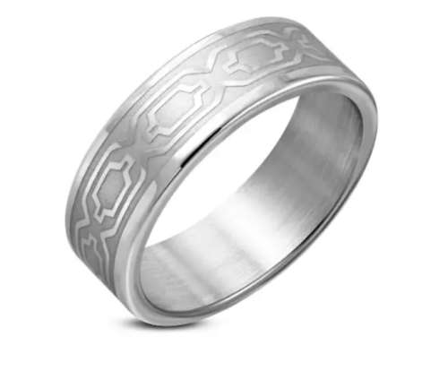 Mens Matte Stainless Steel Celtic Band Ring - Size 12.5 |