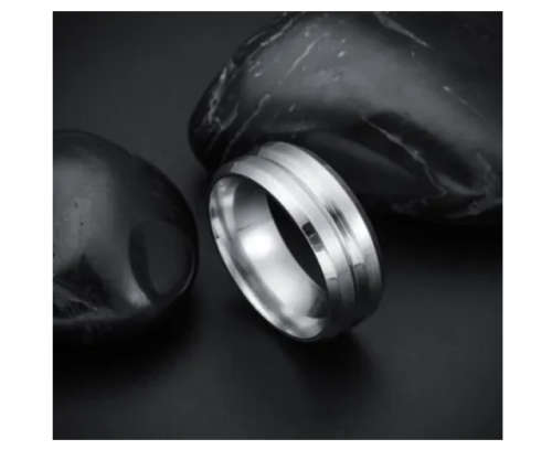 Silver Grooved Stainless Steel Ring