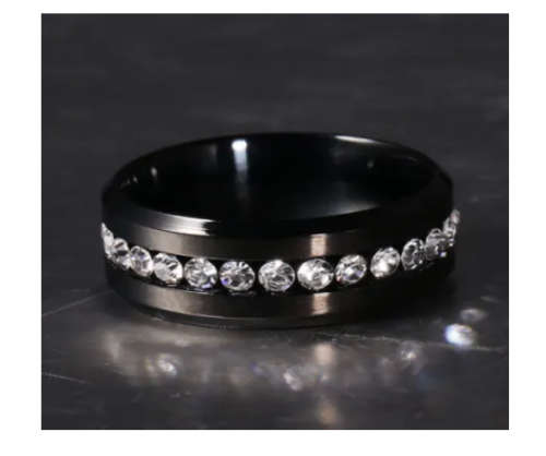 Elegant White Crystal Stainless Steel Fashion Ring - Size 11