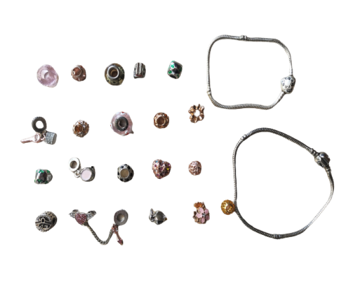 Silver European Bracelet - Flowers