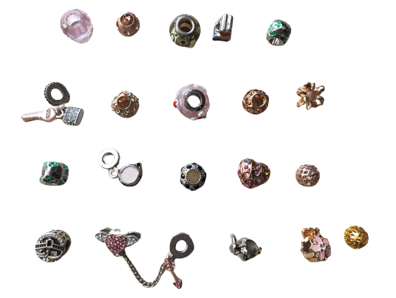 Silver European Bracelet - Flowers