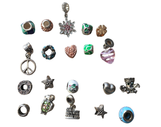 Silver European Bracelet - Flowers