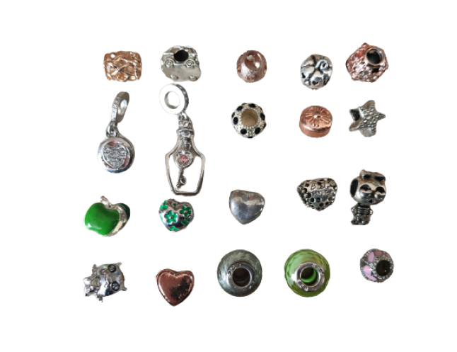 Silver European Bracelet - Flowers