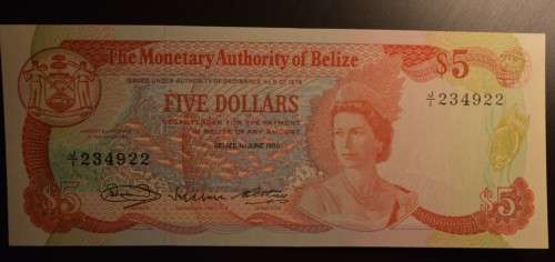 Belize 1980 $5 (Monetary Authority)