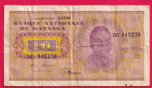 KATANGA 1960 10 FRANC