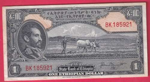 ETHIOPIA  ND 1945 ONE DOLLAR P. 12B CH AUNC