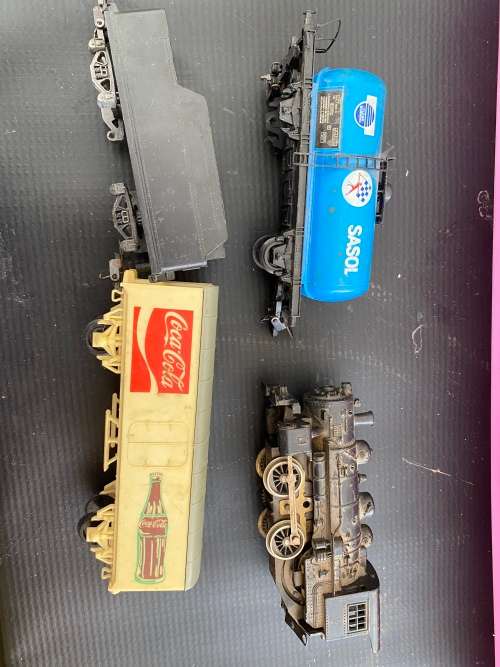 Vintage toy train pieces