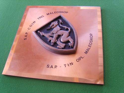 S.A. POLICE MALEOSKOP COIN TRAINING CENTRE COPPER PLAQUE
