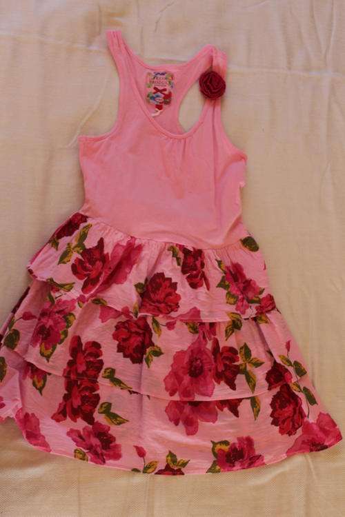 Pink, rose print summer dress