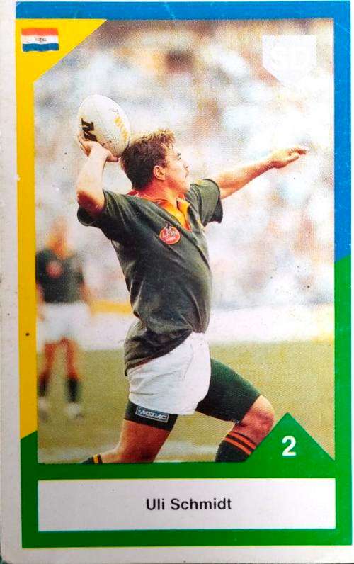 1992 Bankfin rugby sports deck card South Africa versus Australia New Zealand card no 2 Uli Schmidt
