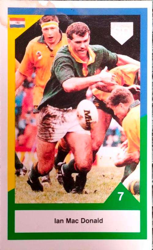 1992 Bankfin rugby sports deck card South Africa versus Australia New Zealand card no 7 Ian Mac Dona