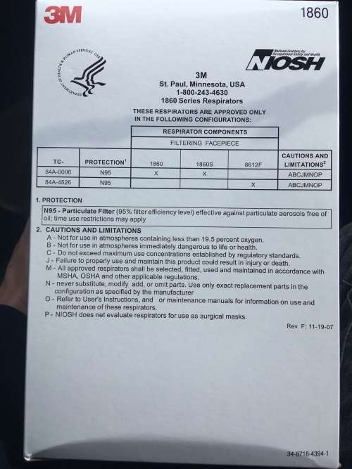3M 1860 N95 Mask
