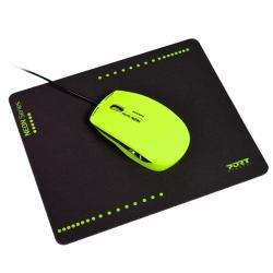 Wired  Lime Green Mouse and Mouse Pad