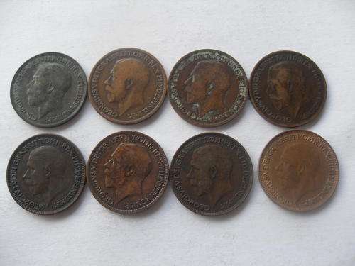 1/4PENNY FARTHING X 9 COINS ! 1917 TO 1940 . ONE BID TAKES ALL ! LOW START  !!!