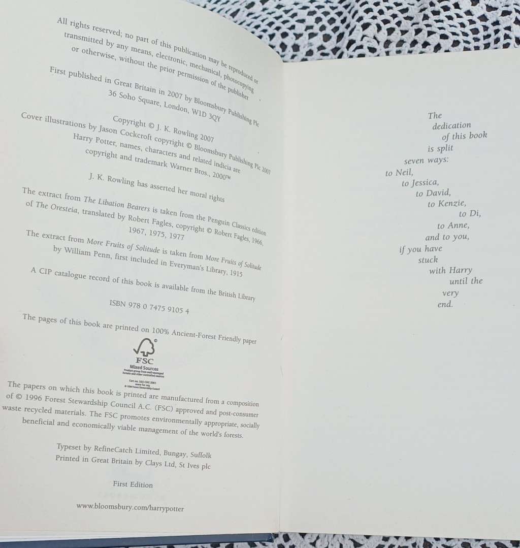 Harry Potter and the Deathly Hallows - Hard Cover, First Edition