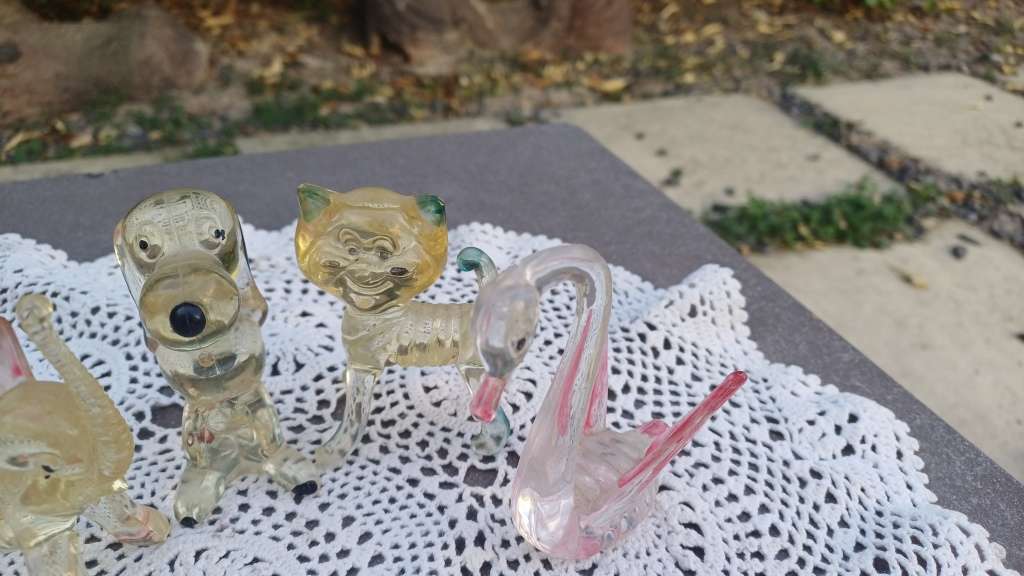 Vintage Clear Plastic Lucite Toy Animals