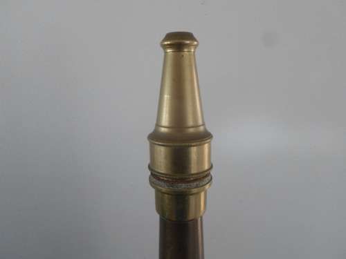 SOLID BRASS ANTIQUE FIRE HOSE HEIGHT 59CM WIDTH ACROS BOTTOM 7CM SEE PICS