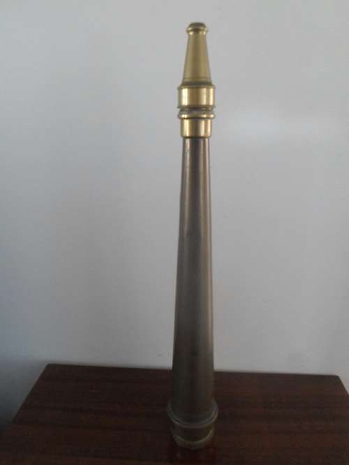 SOLID BRASS ANTIQUE FIRE HOSE HEIGHT 60CM WIDTH ACROS BOTTOM 7CM SEE PICS