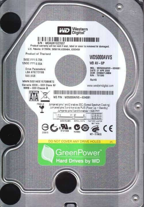 WD 500GB INTERNAL 3.5" SATA DESKTOP HARD DRIVE