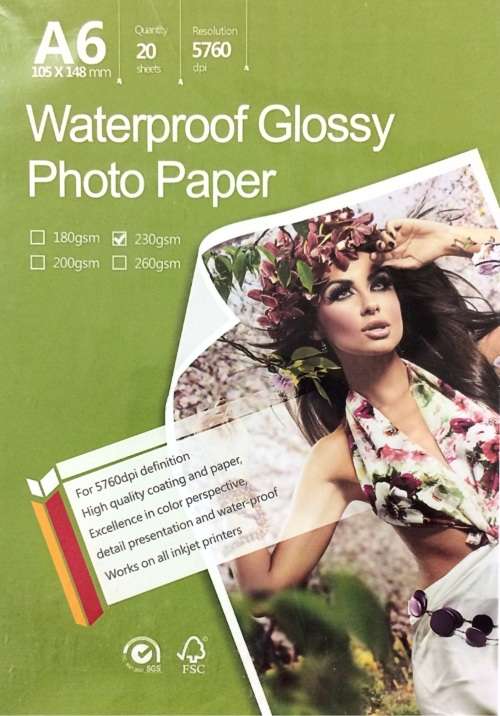 A6 GLOSSY PHOTO PAPER 230GSM 20s