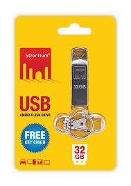 Strontium 32GB Ammo Silver Flash Drive, USB2.0, FREE Key Chain Included