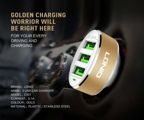 LDNIO Auto ID 3 USB Port Car Charger