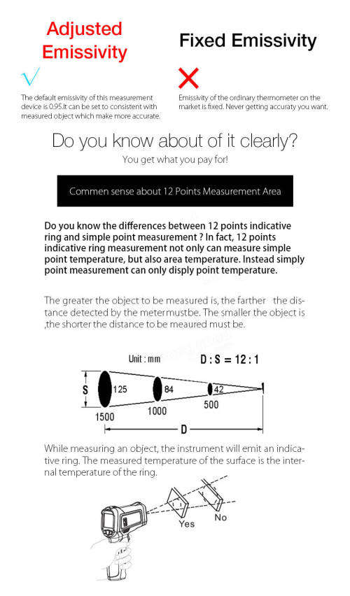 Mustool MT6800 -50~800 Digital LCD Color Display Non Contact Infrared Laser Thermometer Temperature