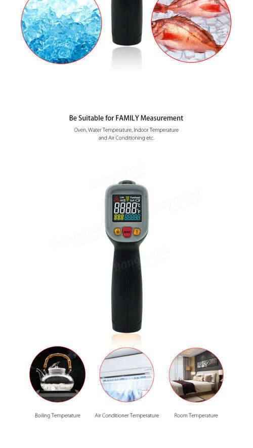 Mustool MT6800 -50~800 Digital LCD Color Display Non Contact Infrared Laser Thermometer Temperature