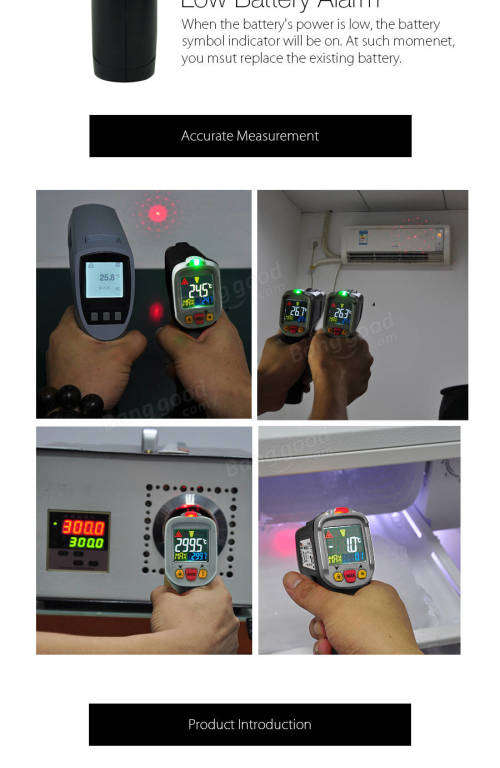 Mustool MT6800 -50~800 Digital LCD Color Display Non Contact Infrared Laser Thermometer Temperature