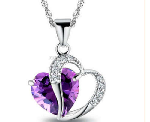 "New" Stunning ! - Necklace & Hart Pendant,  Amethyst Swarovski Crystal