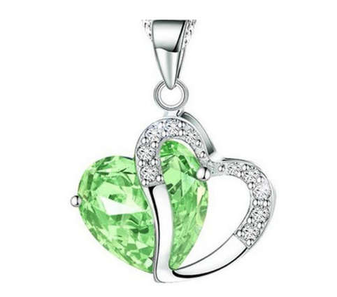 "New" Stunning ! - Necklace & Hart Pendant,  Peritdot Swarovski Crystal