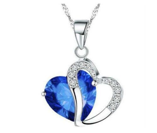 "New" Stunning ! - Necklace & Hart Pendant,  Tanzanite Swarovski Crystal