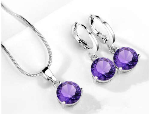 "New" Stunning ! - Necklace,Pendant & Earring Set,  Amethyst CZ