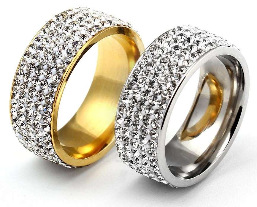 Exquisite Tungsten Steel, 5 Row Crystal Diamond Encrusted - Gold / Platinum Plated, Lowest Price ~ !