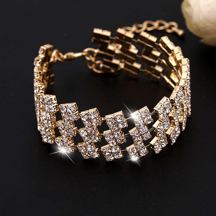 Exquisite Geometic Simulated Diamonds Studded Bracelet,  CraZe R1 Auction ~ !