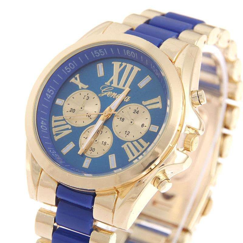 **New**Geneva Stainless Steel, Gold Plated Watch, Roman Numerals ~ 4 Colours