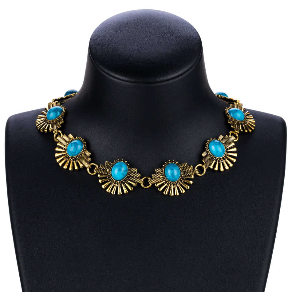 **New**Stunning Alloy, Gold/Silver Plated Turquoise Neck Chain