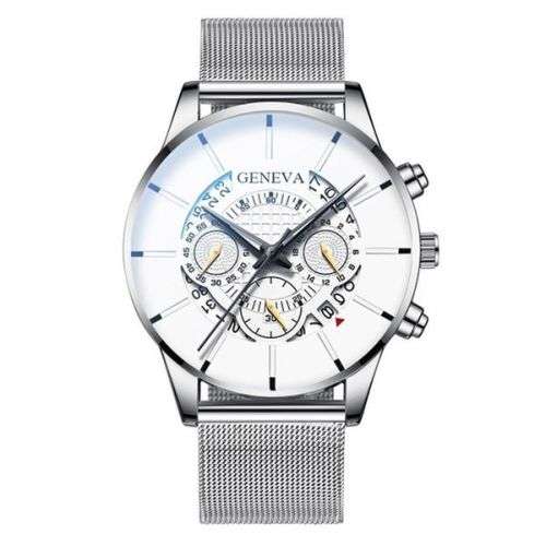 **New** Geneva Sylish Mens Business Watch, Large Dial, Alloy Mesh Strap 6 Colours ~ CrAze Auction !