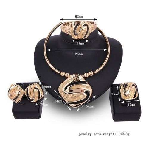 Stunning High Polish Gold Plated 4pc Set - Necklace | Earrings | Bracelet | Ring ~ CrAze Auction !
