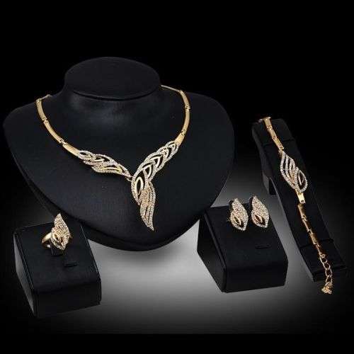 Stylish and Trendy 4pc Gold Plated 4pc Set | Earrings | Ring | Necklace | Bracelet - CrAze Auction!