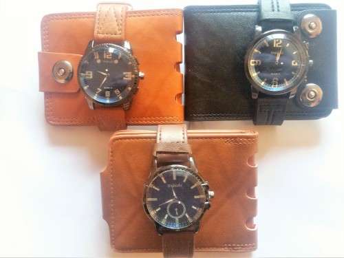 **New** Stylish 2Pc Faux Leather Wallet and Watch Set ~ CraZe Auction !