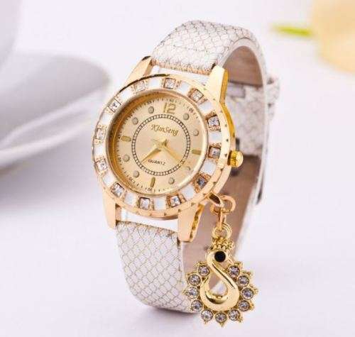 **New** Stunning Droplet Diamond Inlay Leather Strap Watch ~ 4 Colours | CraZe Auction !