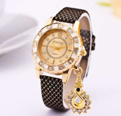 **New** Stunning Droplet Diamond Inlay Leather Strap Watch ~ 4 Colours | CraZe Auction !
