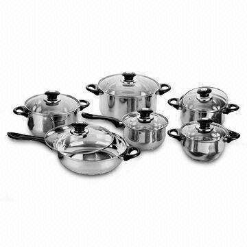 12pc Stainless steel pot set with Glass lid and super capsulated bottom-Craze no reserve auction!