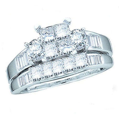 1.50 CT REAL PRINCESS DIAMOND ENGAGEMENT RING SET