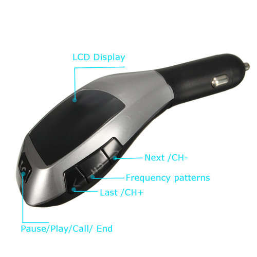 X5 LCD Wireless FM Transmitter MP3 Player Car Kit Charger with Bluetooth Function