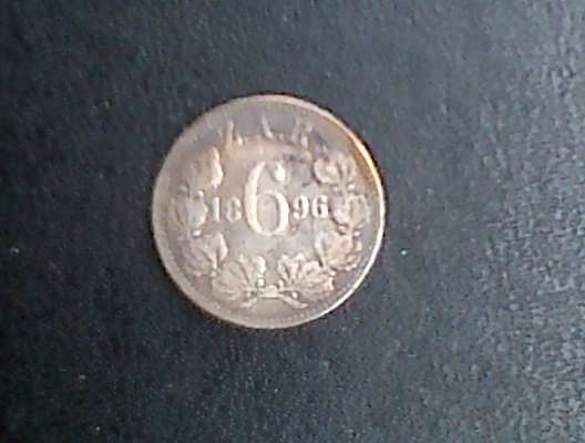VERY FINE SIXPENCE "1896" SILVER KRUGER SERIES...