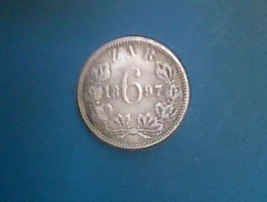 VERY FINE SIXPENCE "1897" SILVER KRUGER SERIES...