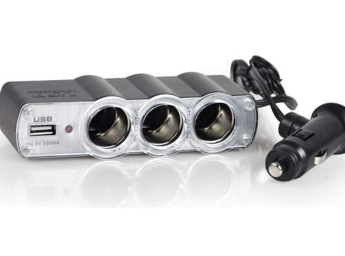 USB AND TRIPLE SOCKET CAR CHARGER