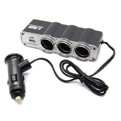 USB AND TRIPLE SOCKET CAR CHARGER